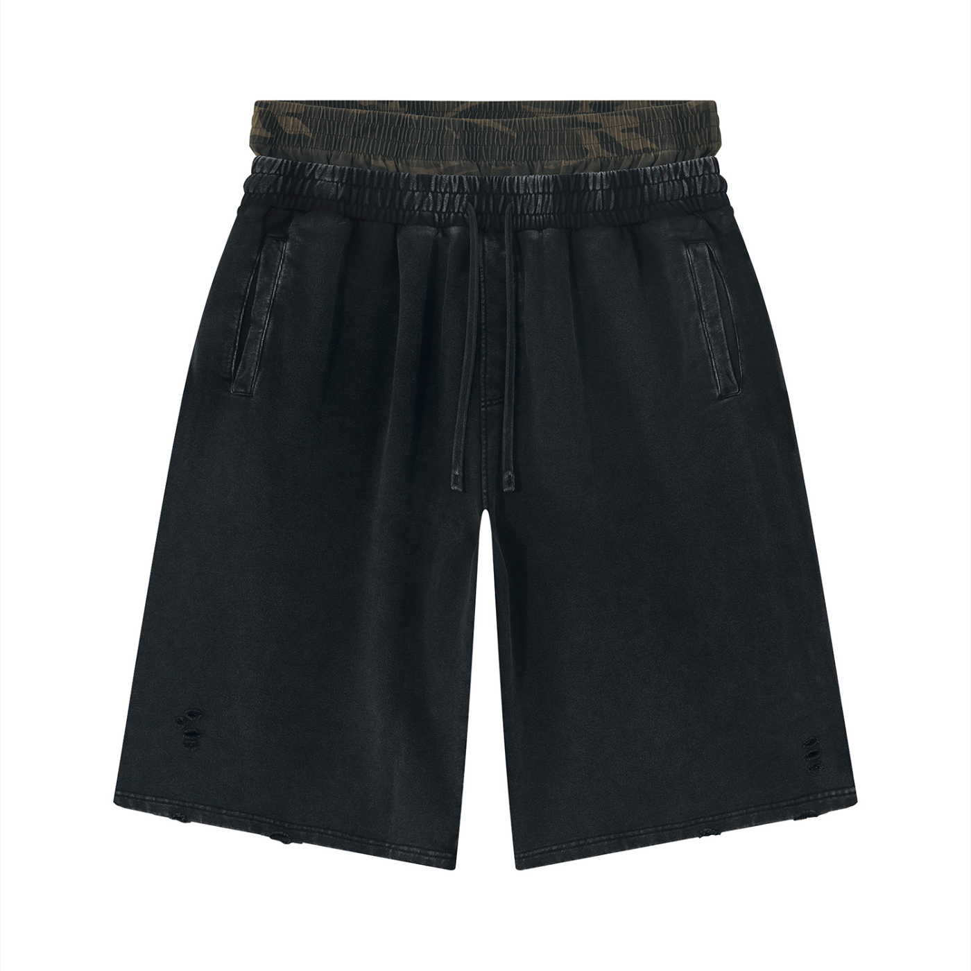 Baggy Distressed Cotton Shorts